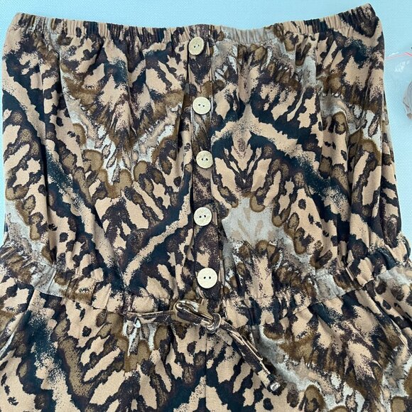 *NWT* No Boundaries Brown Black Animal Print Tribal Jumpsuit Strapless L 11/13 - Picture 4 of 12